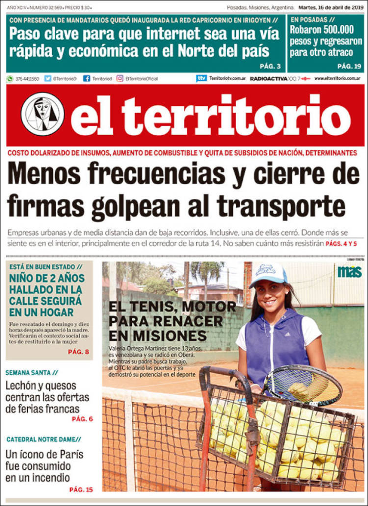 Portada de El Territorio (Argentina)