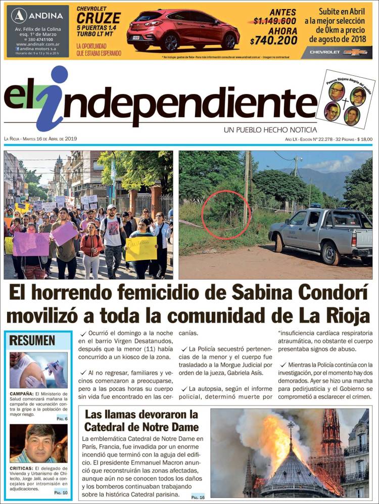 Portada de El Independiente (Argentina)