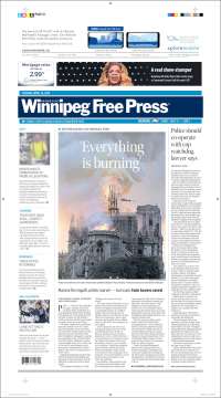 Portada de Winnipeg Free Press (Canadá)