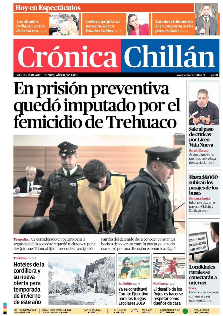Portada de Crónica Chillán (Chile)