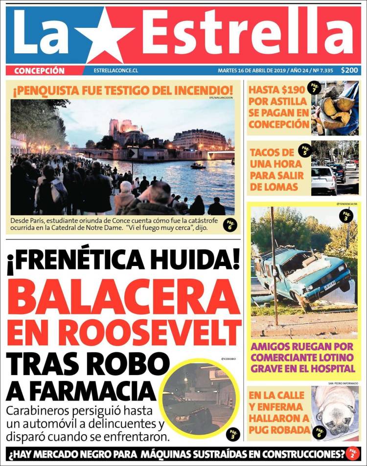 Portada de La Estrella de Concepción (Chile)