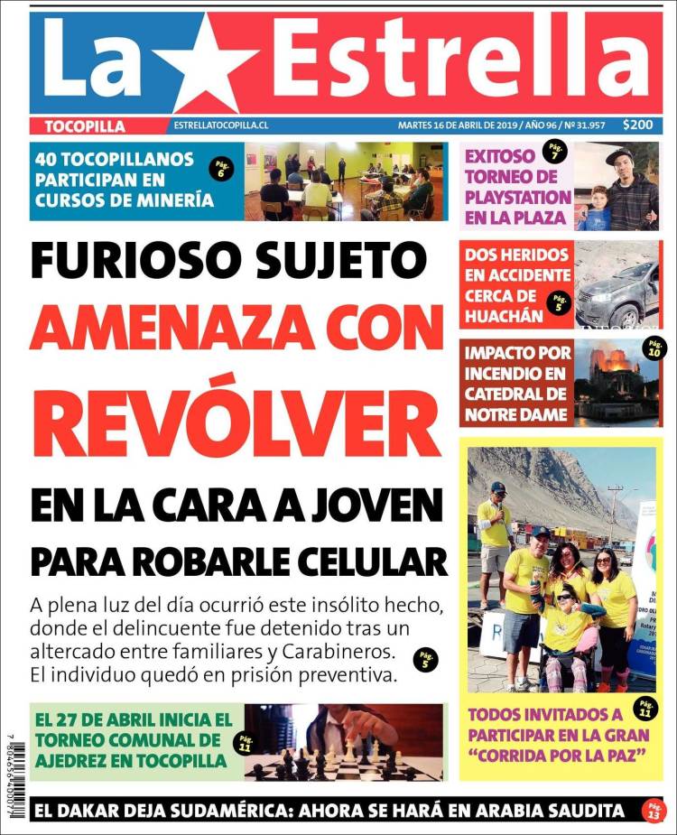 Portada de La Estrella de Tocopilla (Chile)