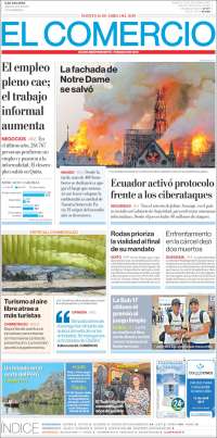 Portada de El Comercio (Ecuador)