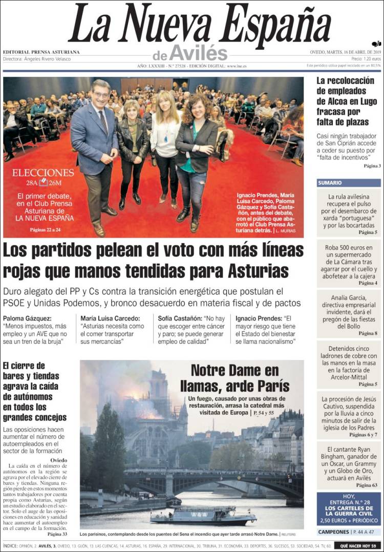 Portada de La Nueva España - Avilés (España)