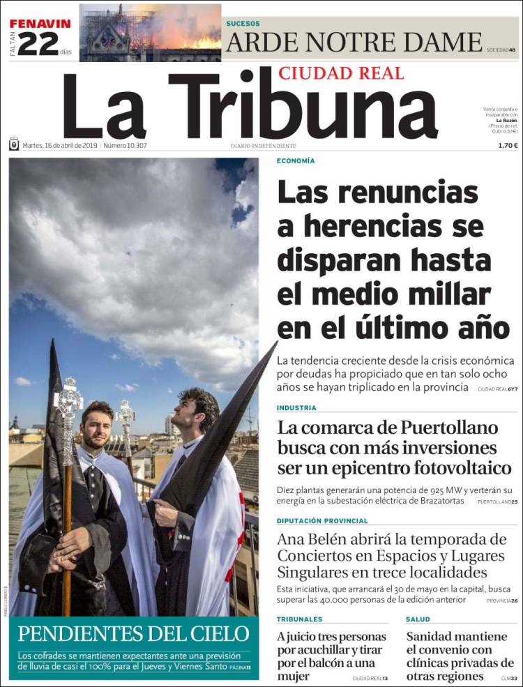 Portada de La Tribuna de Ciudad Real (Espa&ntilde;a)