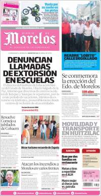Portada de Diario de Morelos (Mexique)