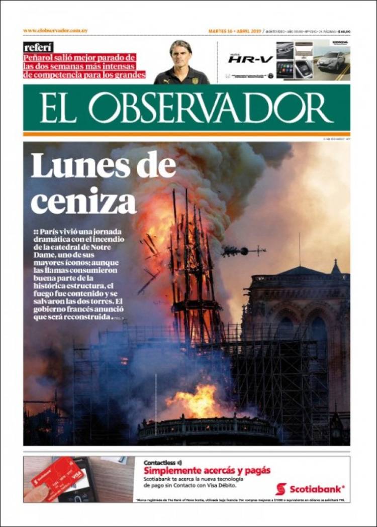 Portada de El Observador (Uruguay)