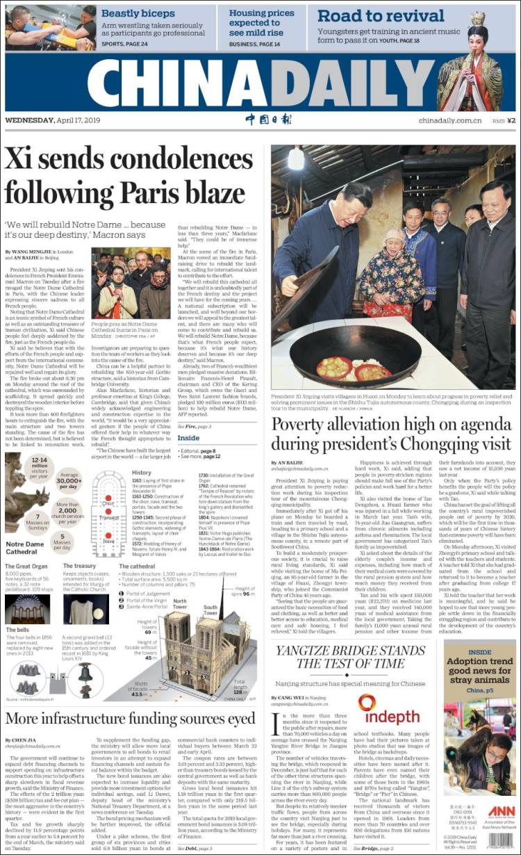 Portada de China Daily (China)