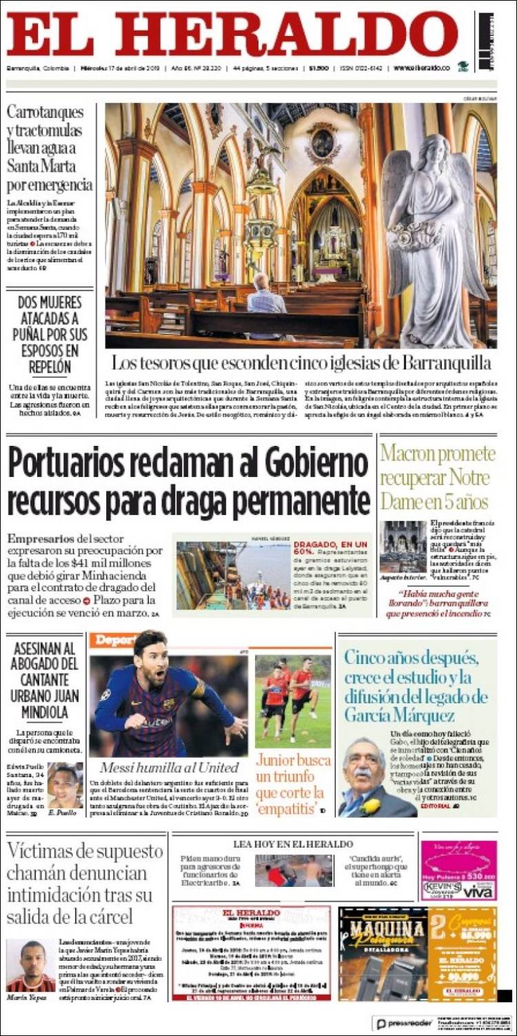 Portada de El Heraldo (Colombia)