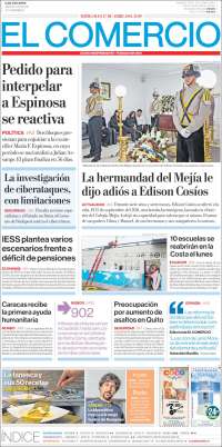 Portada de El Comercio (Ecuador)