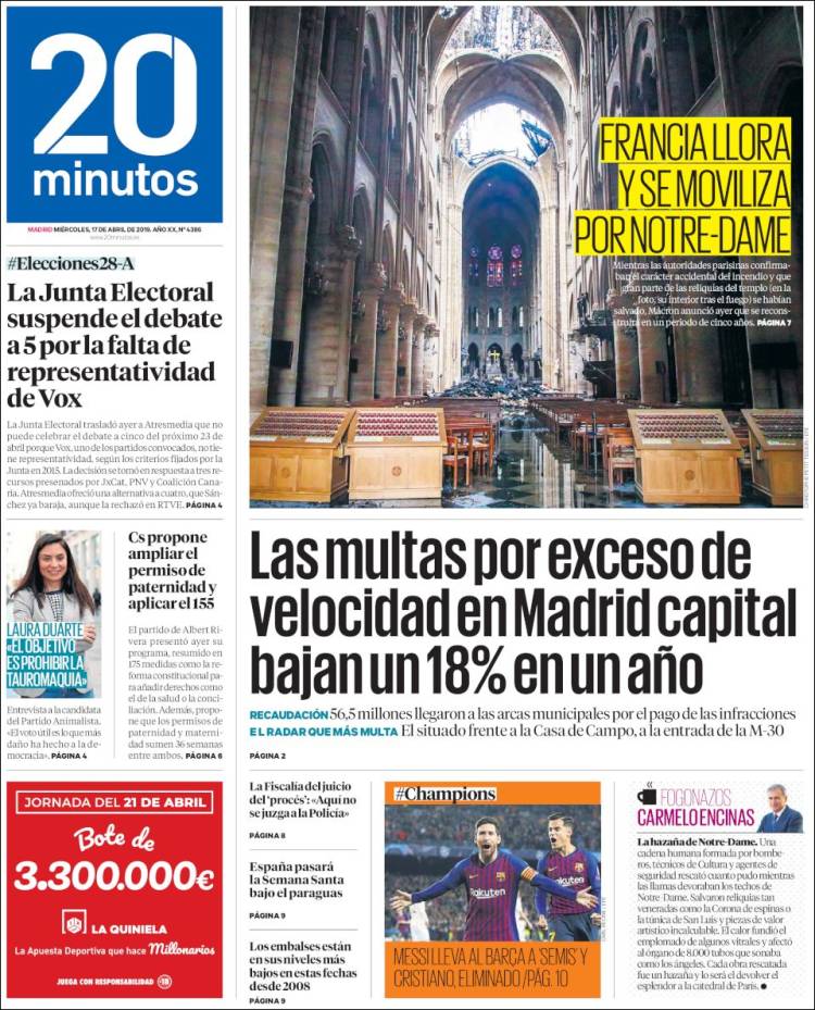 Portada de 20 Minutos - Madrid (Spain)