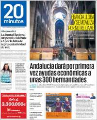 Portada de 20 Minutos - Malaga (Spain)