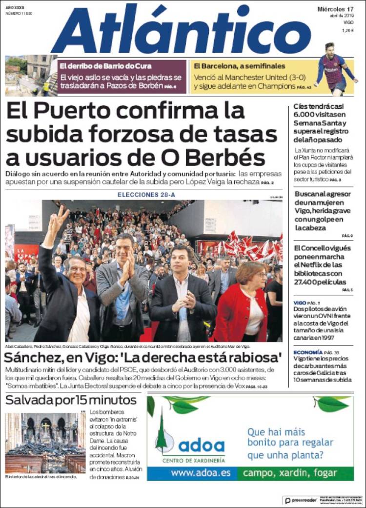 Portada de Atlántico Diario (Spain)