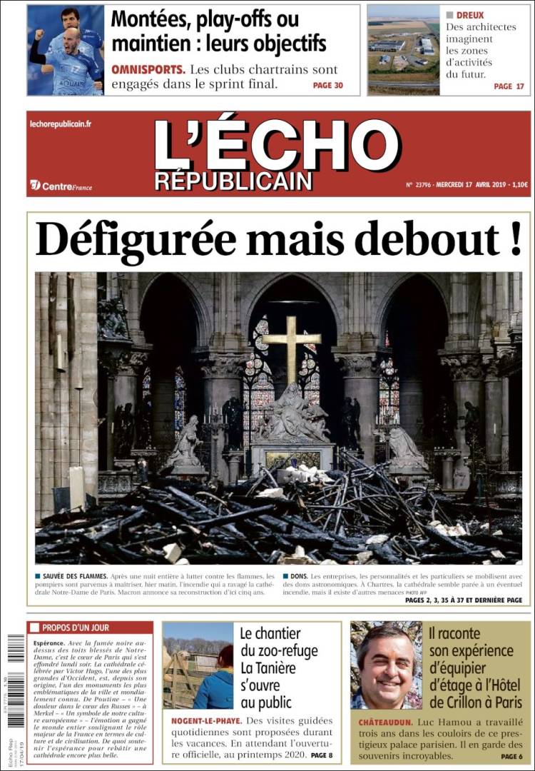 Portada de L'Echo Républicain (Francia)