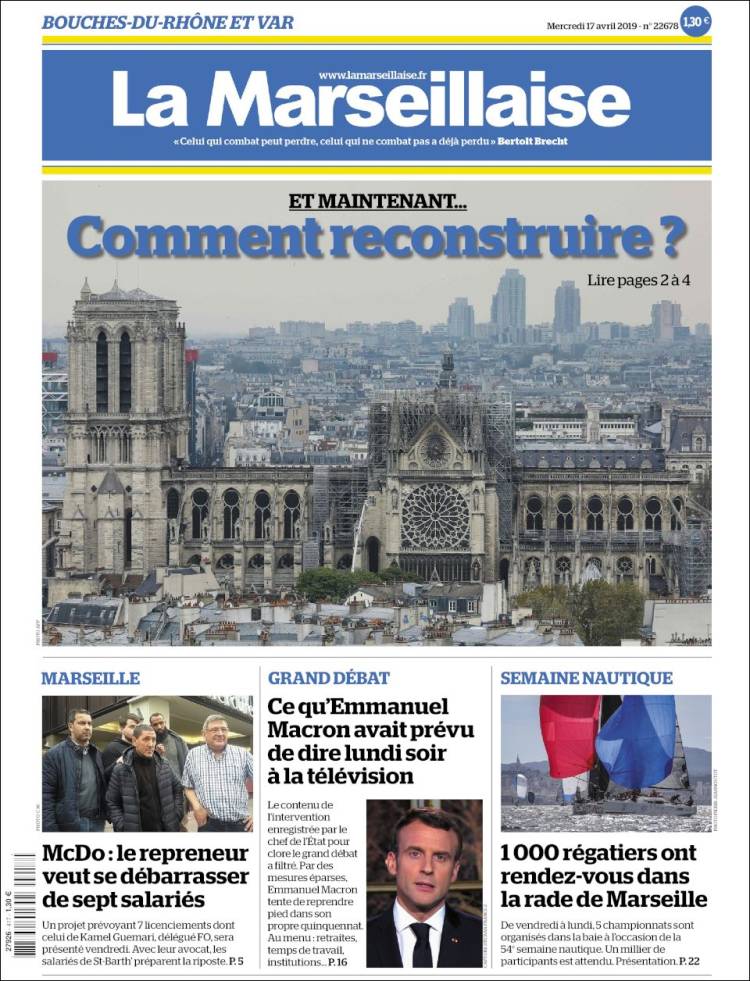 Portada de La Marseillaise (Francia)