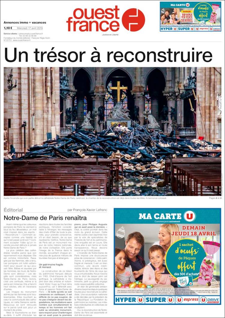 Portada de Ouest France (Francia)