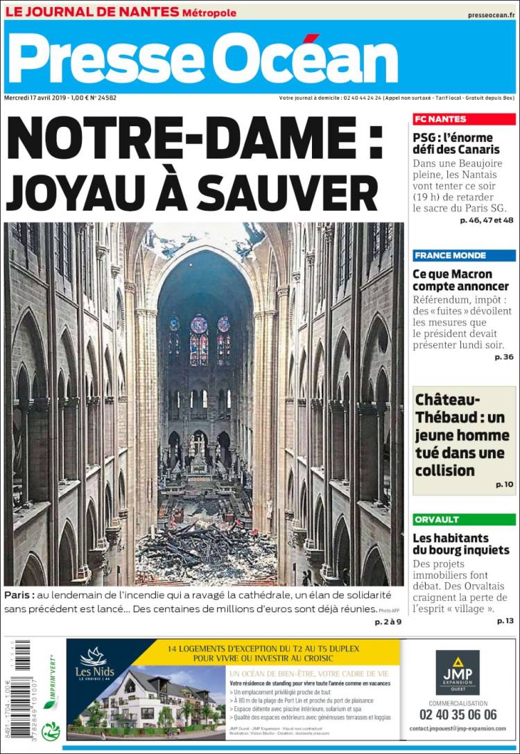 Portada de Presse Ocean (Francia)