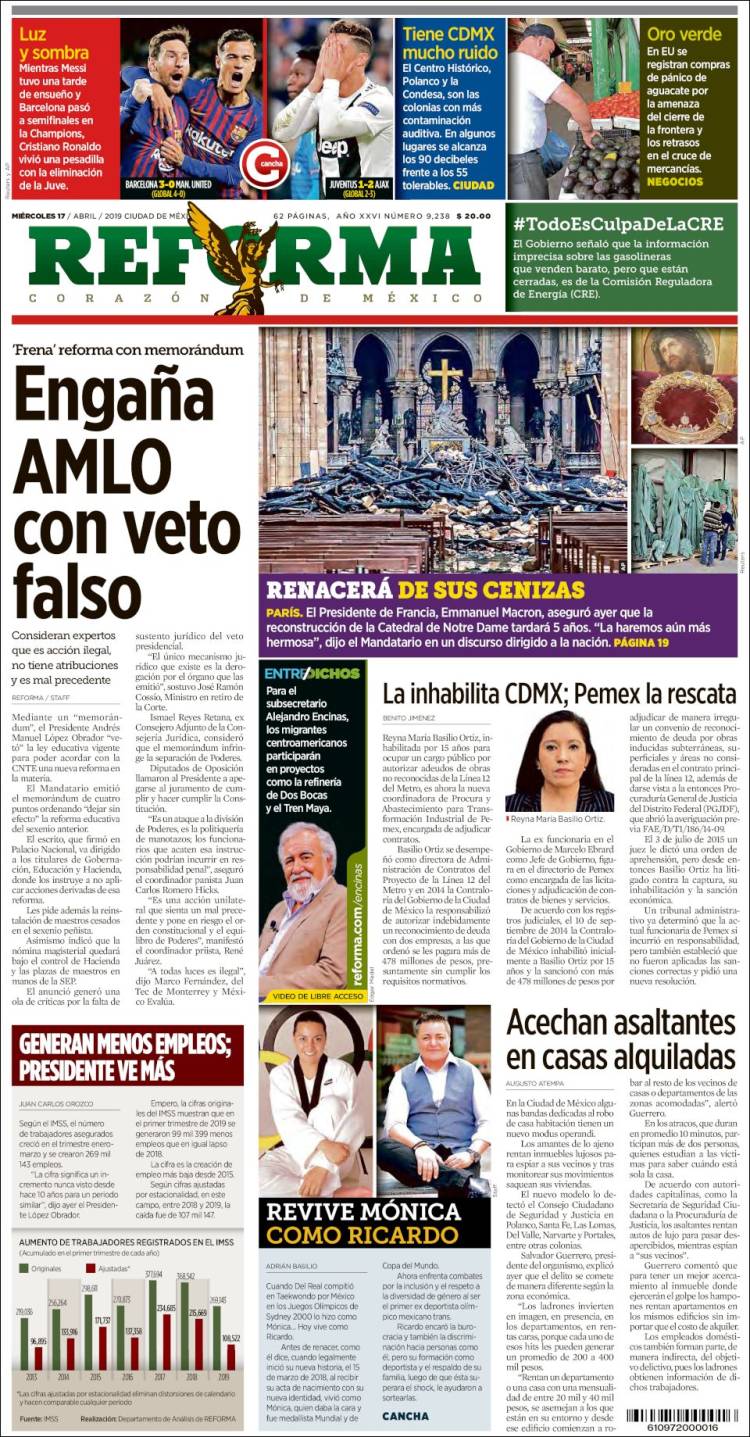Portada de Reforma (M&eacute;xico)