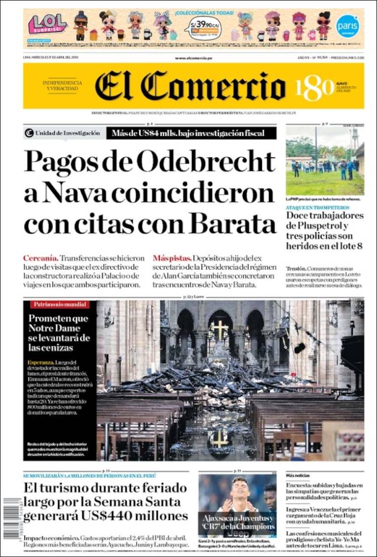 Portada de El Comercio (Per&uacute;)