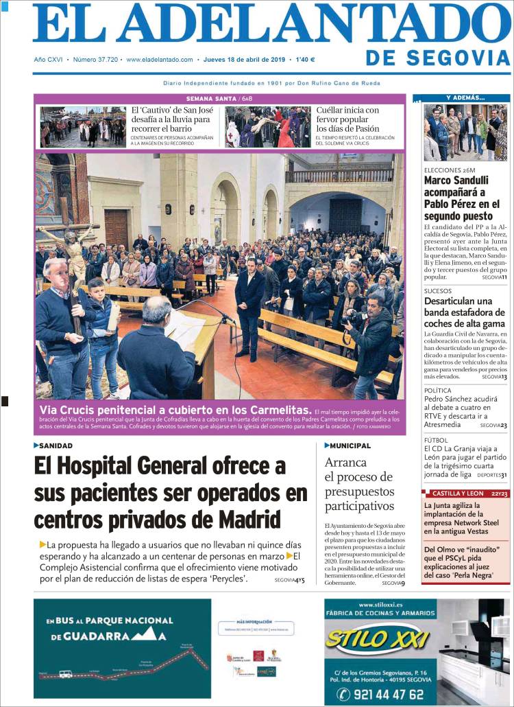 Portada de El Adelantado de Segovia (Espa&ntilde;a)