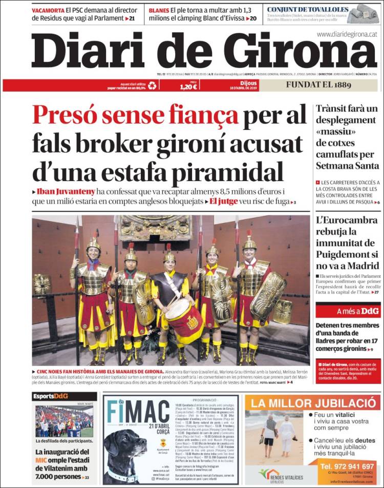 Portada de Diari de Girona (Espa&ntilde;a)