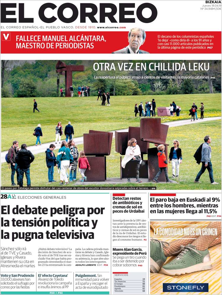 Portada de El Correo (Espa&ntilde;a)