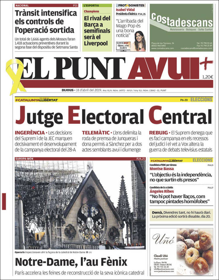 Portada de El Punt Avui (Espa&ntilde;a)