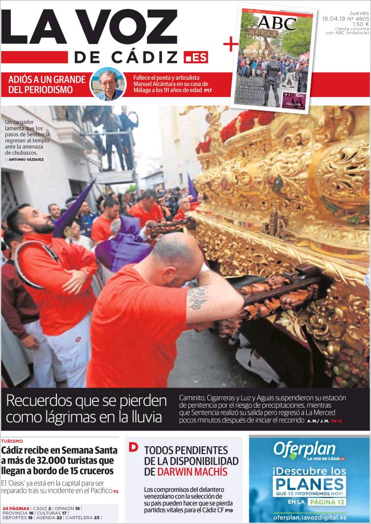 Portada de La Voz de Cádiz (Espa&ntilde;a)