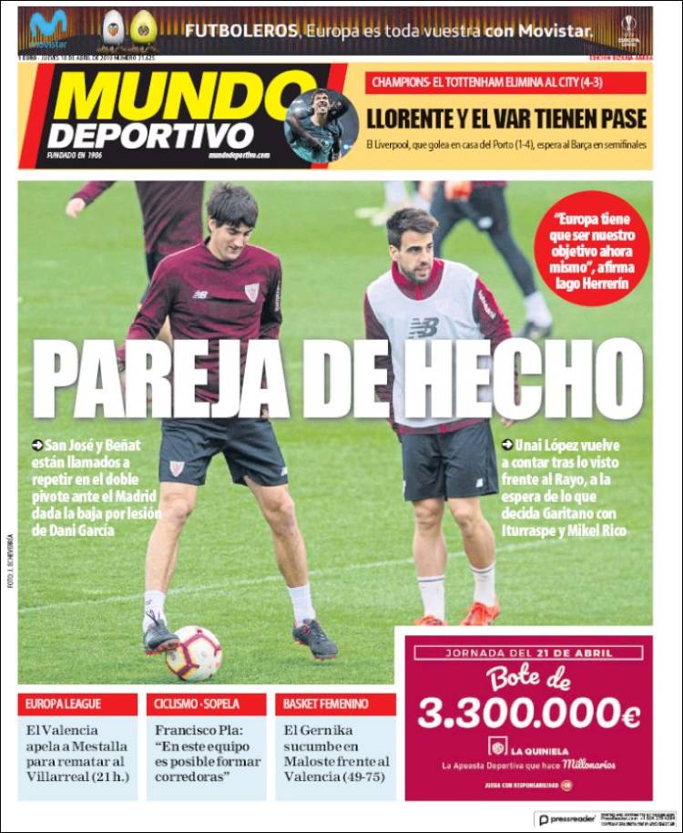Portada de Mundo Deportivo Bizkaia (Espa&ntilde;a)