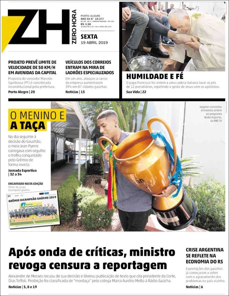 Portada de Zero Hora (Brasil)