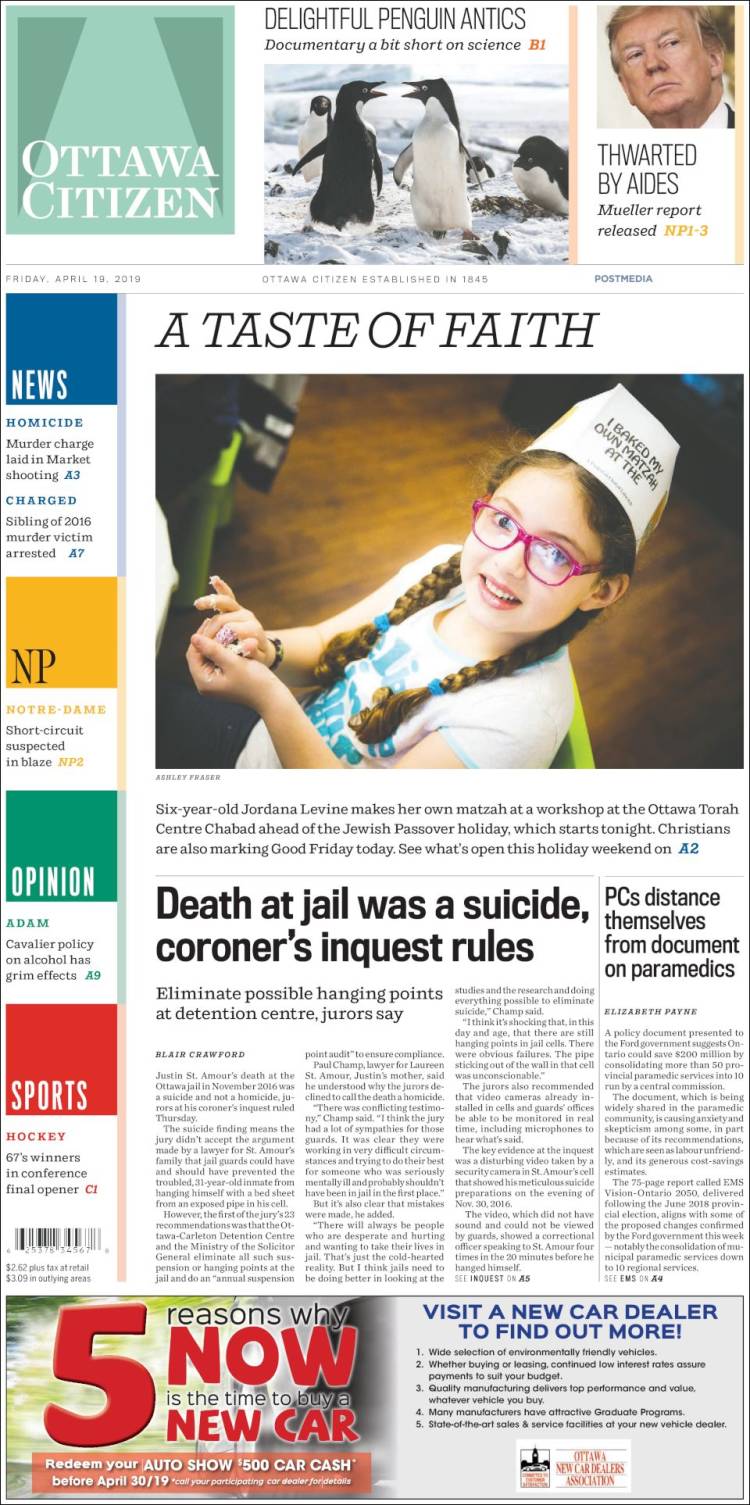 Portada de Ottawa Citizen (Canadá)