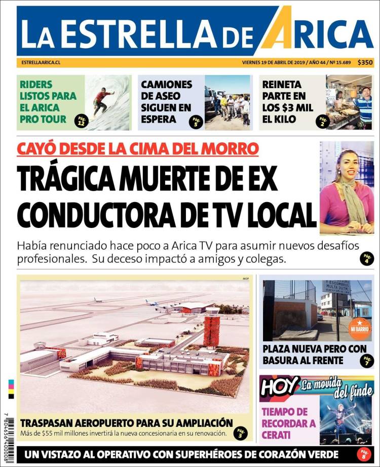 Portada de La Estrella de Arica (Chile)