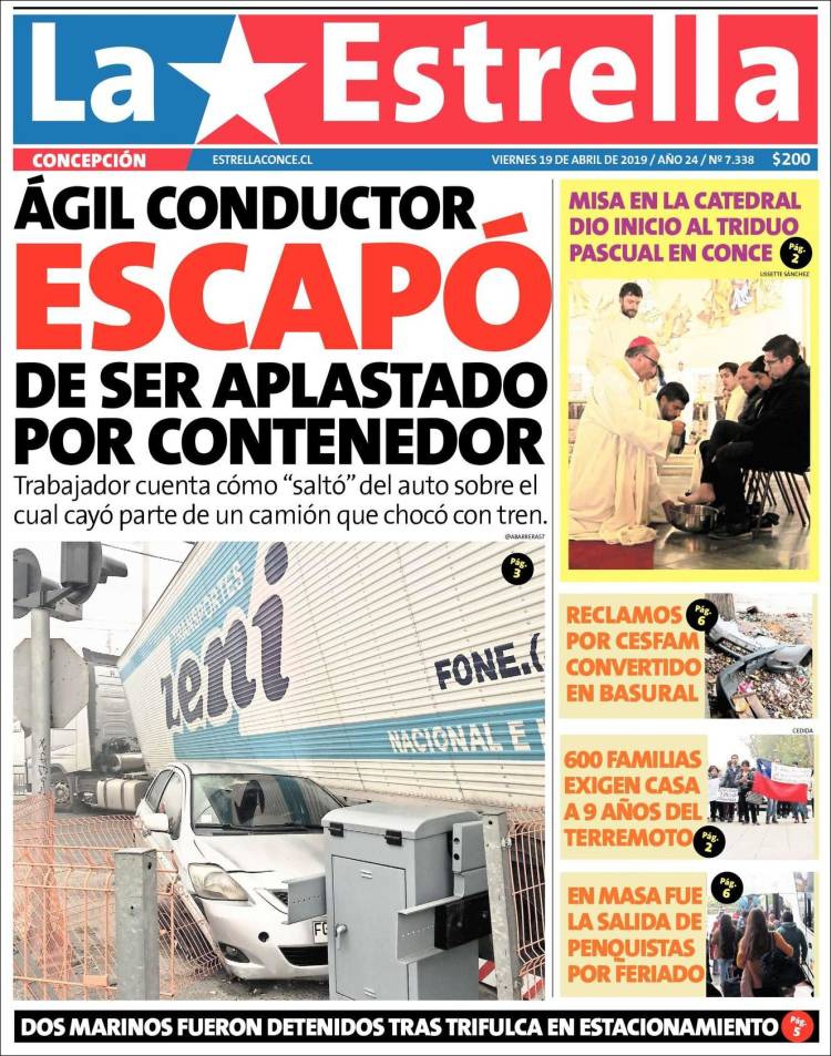 Portada de La Estrella de Concepción (Chile)