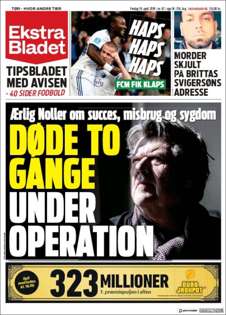 Newspaper Ekstra Bladet (Denmark). Newspapers In Denmark. Friday's ...