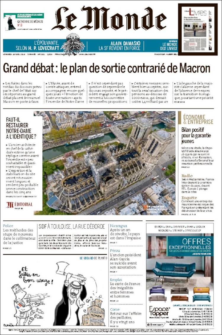 Portada de Le Monde (Francia)