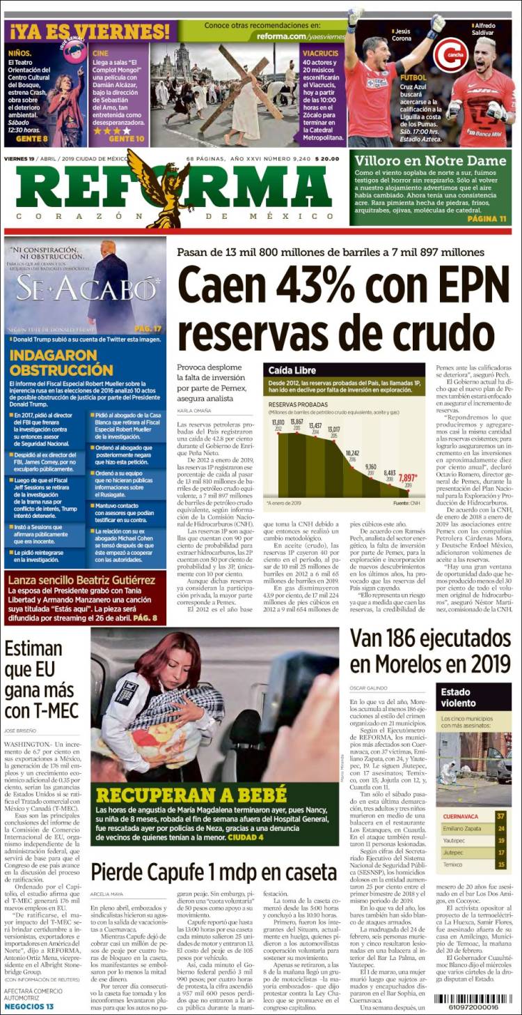 Portada de Reforma (M&eacute;xico)