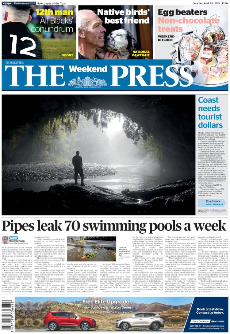 Portada de The Press (Nueva Zelanda)