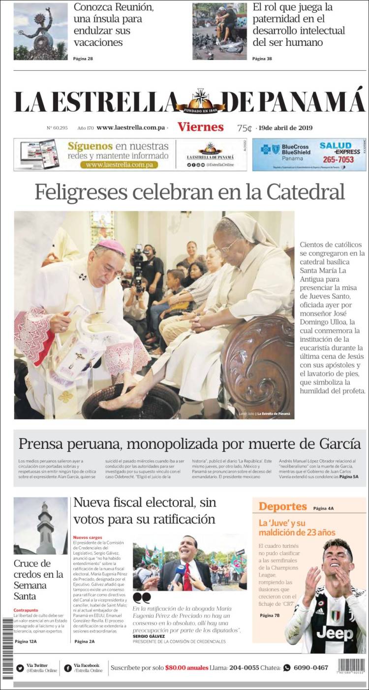 Portada de La Estrella de Panamá (Panam&aacute;)