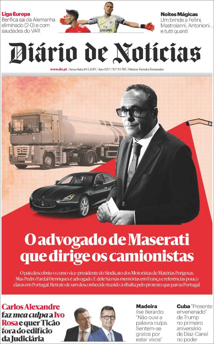 Portada de Diário de Noticias (Portugal)