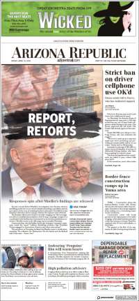 Portada de Arizona Republic News (USA)