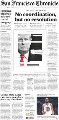 Portada de San Francisco Chronicle (USA)