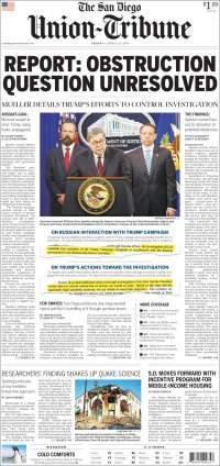 Portada de The San Diego Union-Tribune (USA)