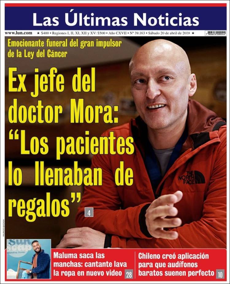 Portada de Las Últimas Noticias (Chile)