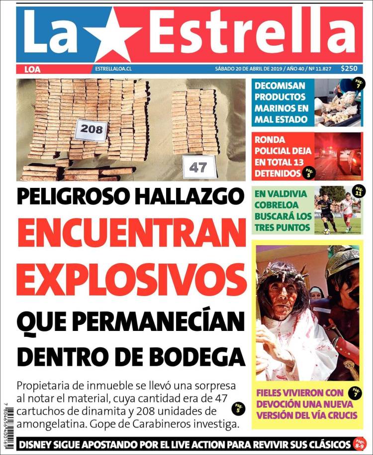 Portada de La Estrella de Loa (Chile)