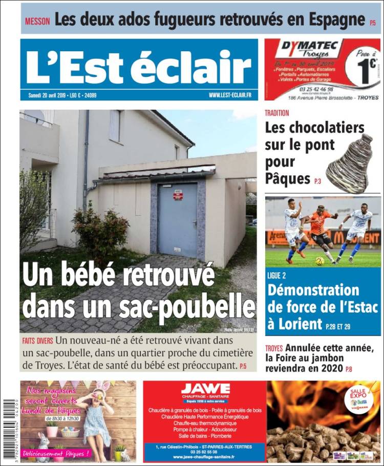 Portada de L'Est Eclair (Francia)