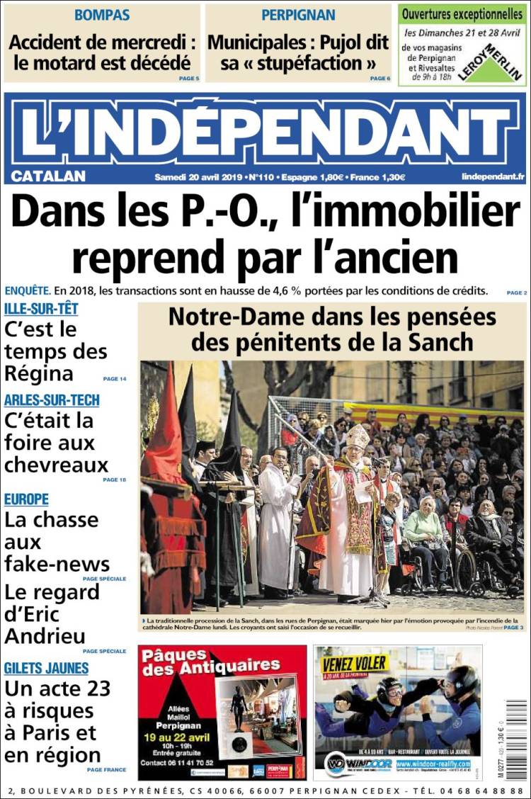 Portada de Le Indépendant (Francia)