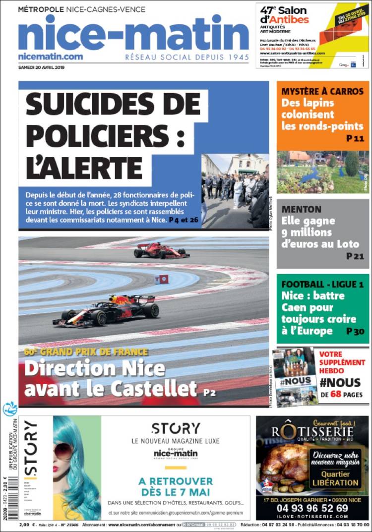 Portada de Nice-Matin (Francia)