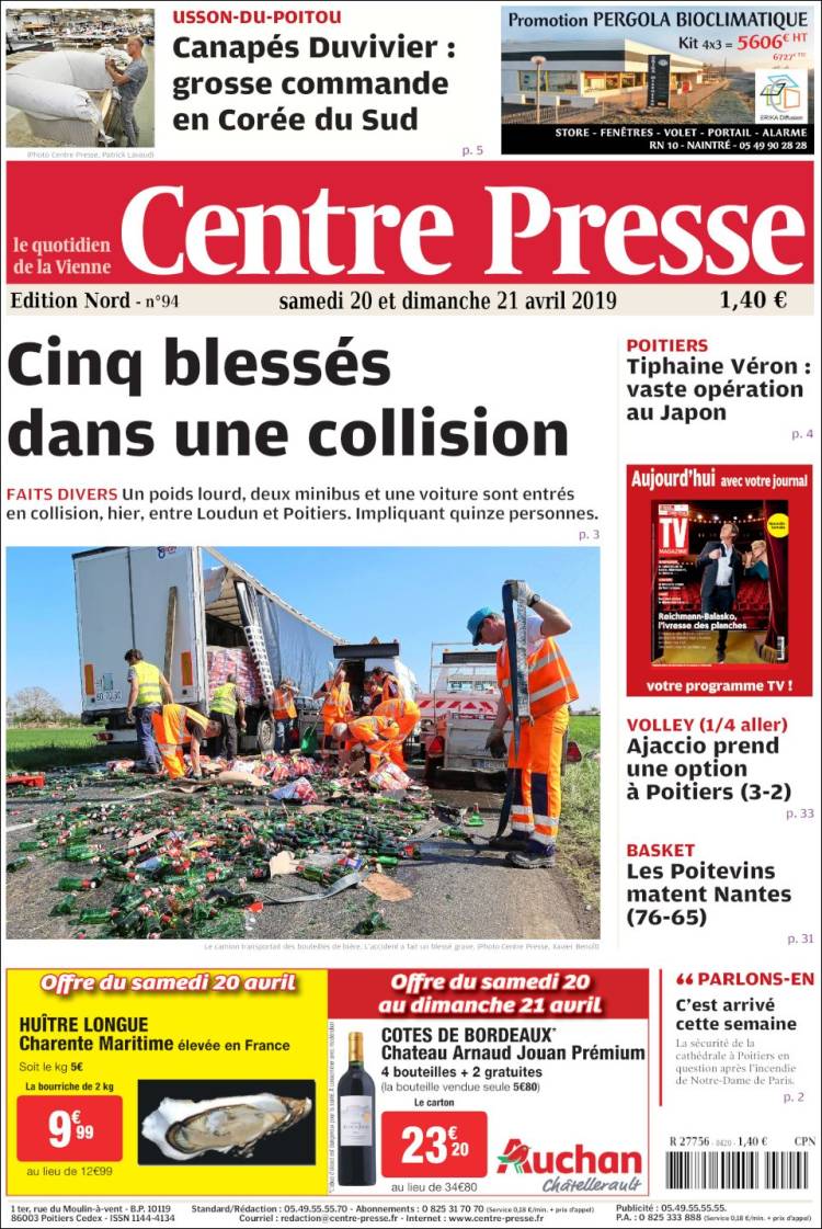 Portada de La Nouvelle Republique (Francia)