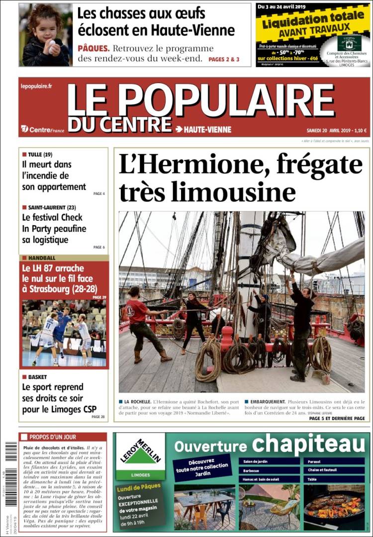 Portada de Le Populaire du Centre (Francia)