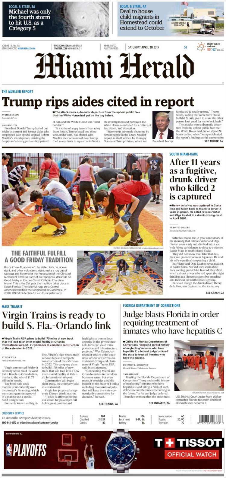 Portada de Miami Herald (USA)